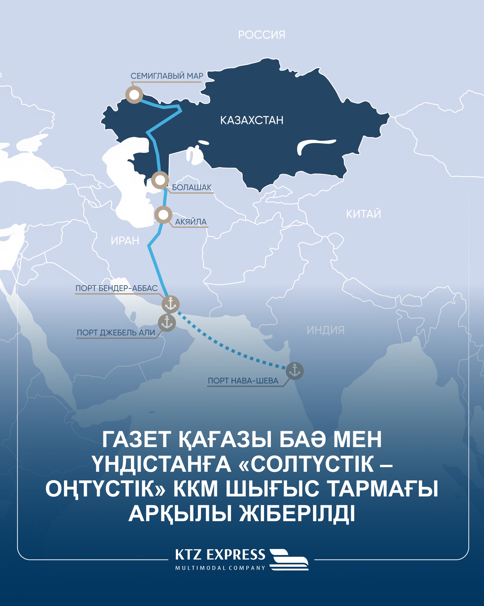 Газет қағазы БАӘ мен Үндістанға «Солтүстік – Оңтүстік» ККМ шығыс тармағы арқылы жіберілді